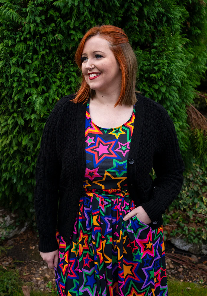 Black Moss Stitch Cardigan - Image 4