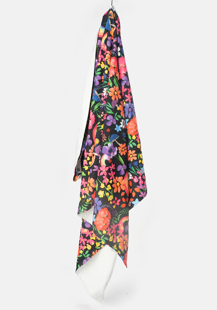 Large  Garden Rainbow Floral Print Towel - Image 3