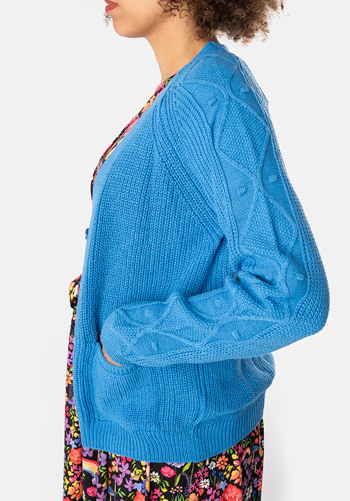 Blue Cable Sleeve Cardigan - Image 6
