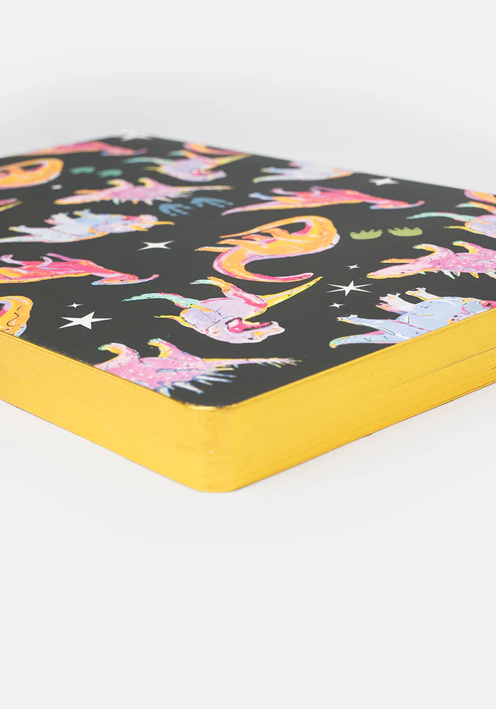 Cute Pink Dinosaur Print Notebook - Colourful Quirky Journal Gift - Image 6