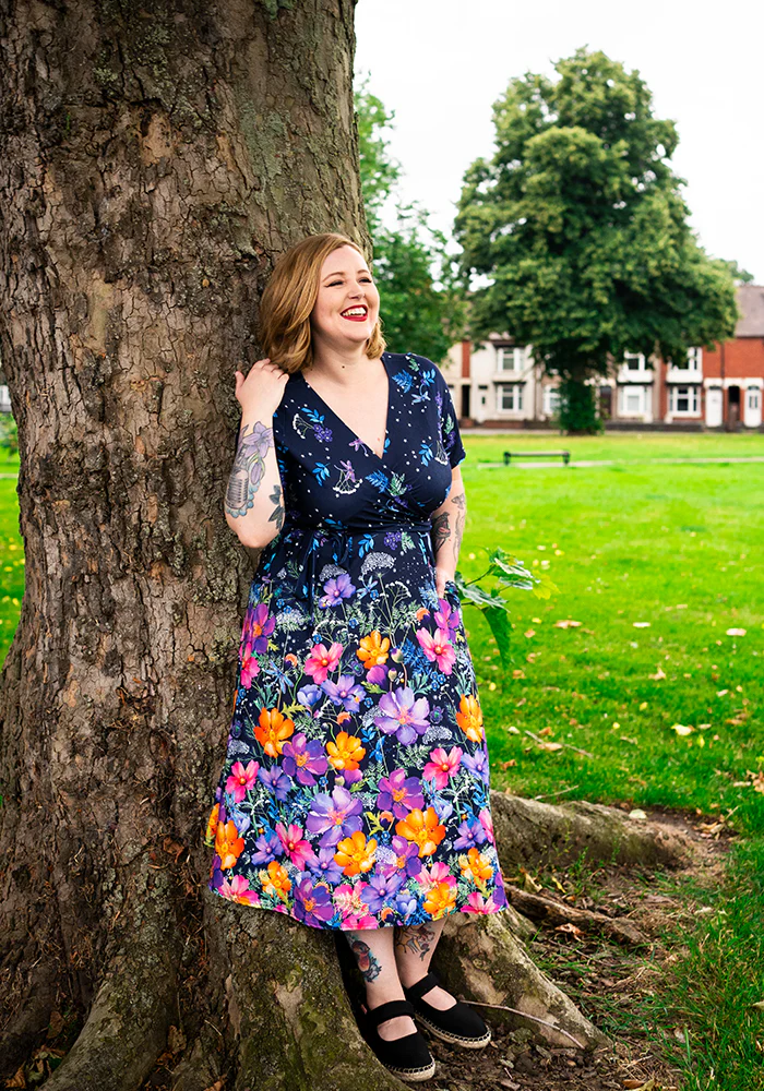 Libelle Border Floral & Dragonfly Print Midi Dress - Image 9